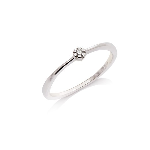 pierścionek z brylantem z białego złota ze sklepu ANIA KRUK w kategorii Pierścionki - zdjęcie 173378001
