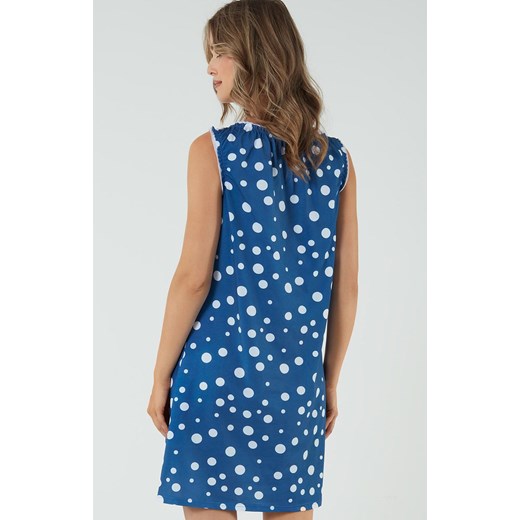 Damska koszula nocna na szerokich ramiączkach niebieska Raba, Kolor niebieski-wzór, Rozmiar S, Italian Fashion ze sklepu Intymna w kategorii Koszule nocne - zdjęcie 173378711