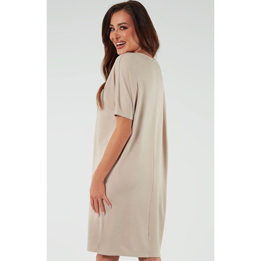 Tunika damska z krótkim rękawem beżowa Soler, Kolor beżowy, Rozmiar M, Italian Fashion ze sklepu Intymna w kategorii Koszule nocne - zdjęcie 173378731