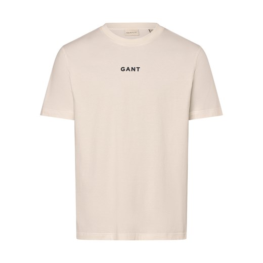 Gant Koszulka męska Mężczyźni Bawełna biały jednolity ze sklepu vangraaf w kategorii T-shirty męskie - zdjęcie 173379630