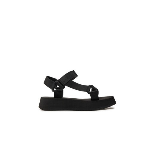 Calvin Klein Jeans Sandały Sandal Velcro Webbing In Mtl YW0YW01480 Czarny ze sklepu MODIVO w kategorii Sandały damskie - zdjęcie 173380141