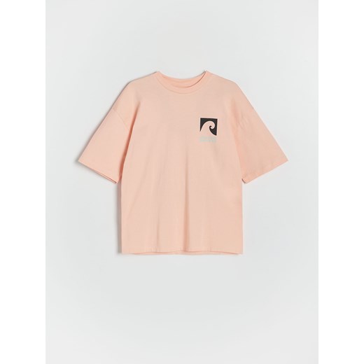 Reserved - T-shirt oversize z nadrukiem - brzoskwiniowy ze sklepu Reserved w kategorii T-shirty chłopięce - zdjęcie 173381351