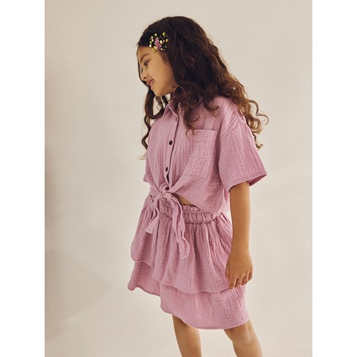 Reserved - Muślinowa koszula z wiązaniem - fioletowy Reserved 164 (13 lat) Reserved