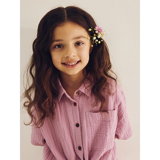 Reserved - Muślinowa koszula z wiązaniem - fioletowy Reserved 140 (9 lat) Reserved