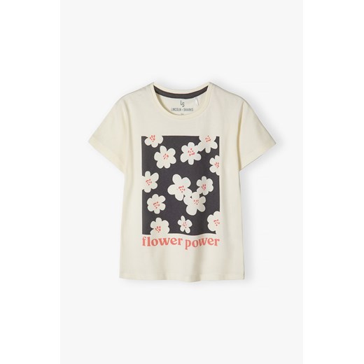 T-shirt bawełniany dla dziewczynki z kwiatowym nadrukiem Lincoln & Sharks By 5.10.15. 164 5.10.15 okazja