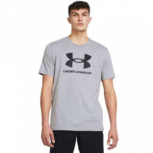 Męski t-shirt z nadrukiem Under Armour UA Sportstyle Logo Update SS - szary ze sklepu Sportstylestory.com w kategorii T-shirty męskie - zdjęcie 173384294