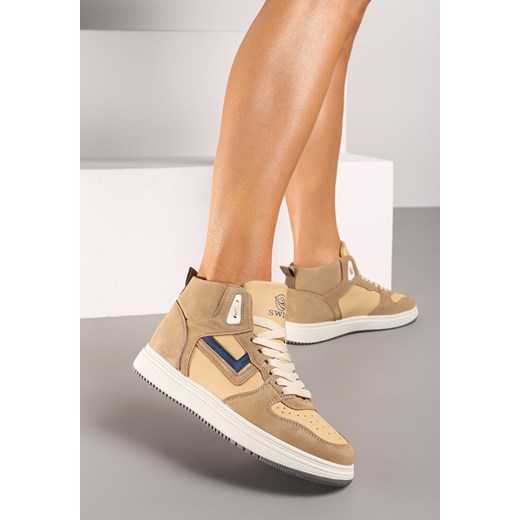 Ciemnobeżowe Sneakersy Alcothee ze sklepu born2be.pl w kategorii Buty sportowe damskie - zdjęcie 173385534