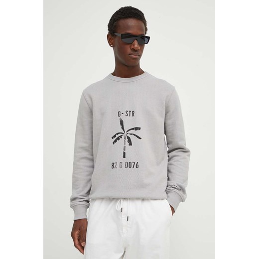 G-Star Raw bluza bawełniana męska kolor szary z nadrukiem D24703-D557 ze sklepu ANSWEAR.com w kategorii Bluzy męskie - zdjęcie 173386134