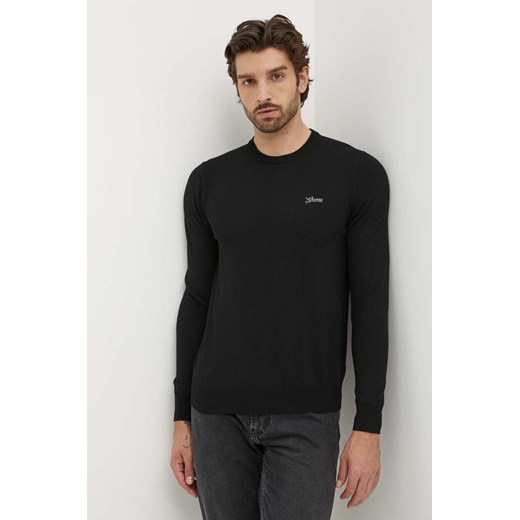 Guess sweter z domieszką wełny DANIEL męski kolor czarny lekki M4YR01 Z3052 ze sklepu ANSWEAR.com w kategorii Swetry męskie - zdjęcie 173386324
