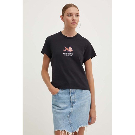 Abercrombie &amp; Fitch t-shirt bawełniany damski kolor czarny ze sklepu ANSWEAR.com w kategorii Bluzki damskie - zdjęcie 173386593