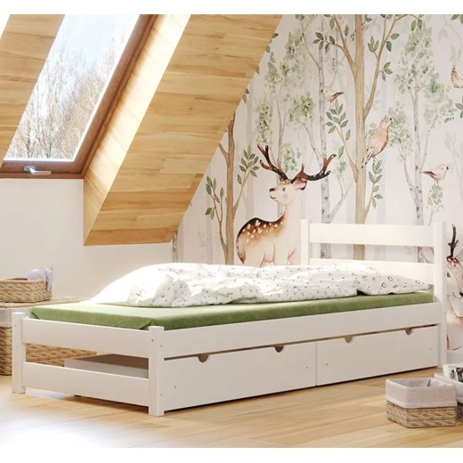 Białe młodzieżowe łóżko pojedyncze z 2 szufladami - Olda 4X 200x90 cm Elior One Size Edinos.pl