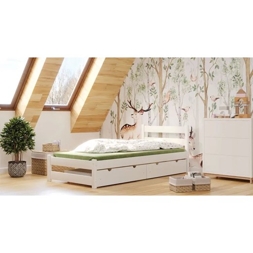 Białe młodzieżowe łóżko pojedyncze z 2 szufladami - Olda 4X 200x90 cm Elior One Size Edinos.pl