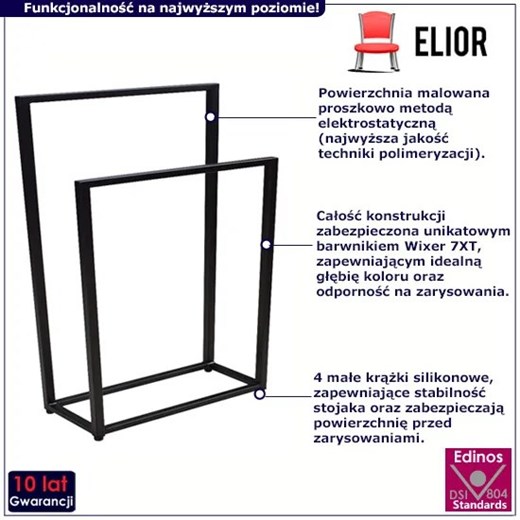 Czarny stojący wieszak na ręczniki 75 cm - Sarsa 5X Elior One Size Edinos.pl
