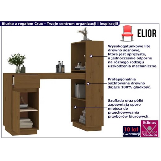 Klasyczne biurko z regałem miodowy brąz - Crux Elior One Size Edinos.pl