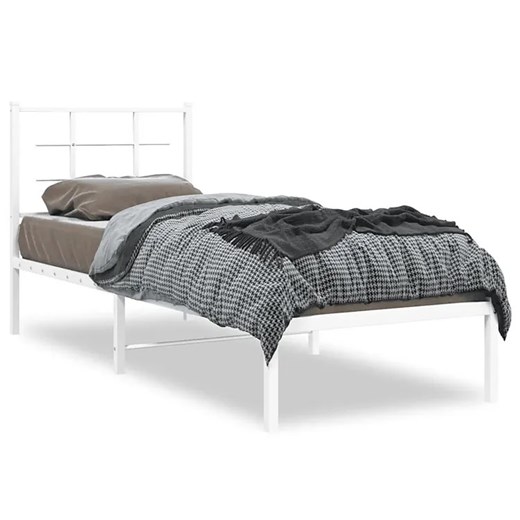 Białe metalowe łóżko jednoosobowe 90x200 cm N8-W40 ze sklepu Edinos.pl w kategorii Łóżka i materace - zdjęcie 173387642