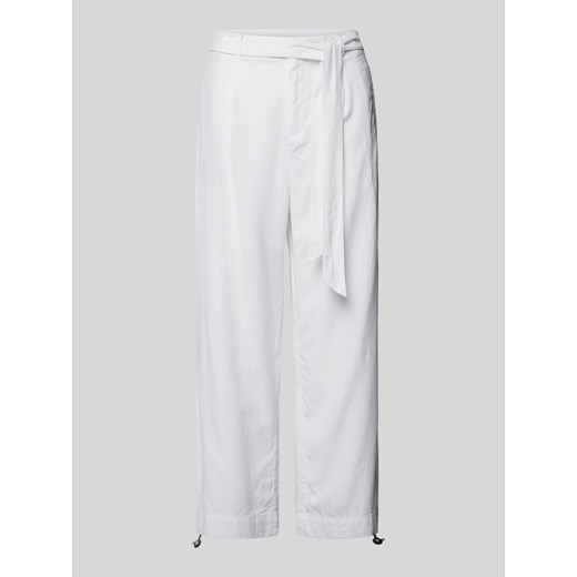 Spodnie lniane z szeroką,skróconą nogawką ze sklepu Peek&Cloppenburg  w kategorii Spodnie damskie - zdjęcie 173388353