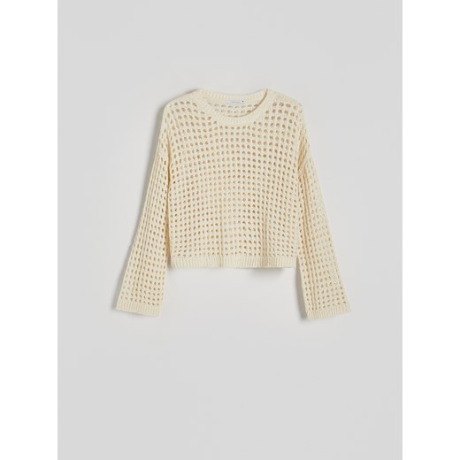 Reserved - Ażurowy sweter - złamana biel ze sklepu Reserved w kategorii Swetry damskie - zdjęcie 173389702