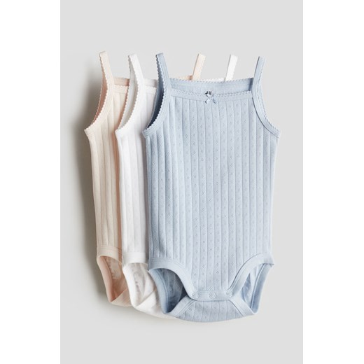 H & M - Body bez rękawów 3-pak - Niebieski ze sklepu H&M w kategorii Odzież dla niemowląt - zdjęcie 173392652
