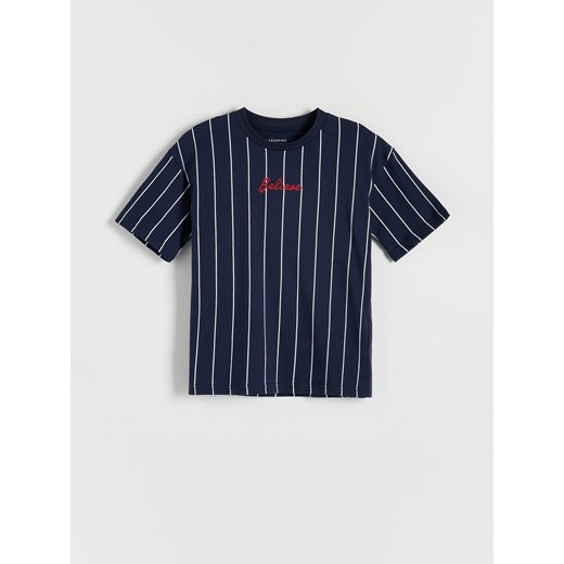 Reserved - T-shirt oversize w paski - granatowy ze sklepu Reserved w kategorii T-shirty chłopięce - zdjęcie 173393544