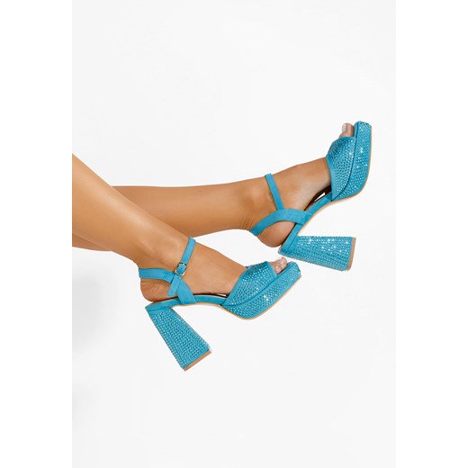 Niebieskie sandały na słupku Sayra ze sklepu Zapatos w kategorii Sandały damskie - zdjęcie 173396112