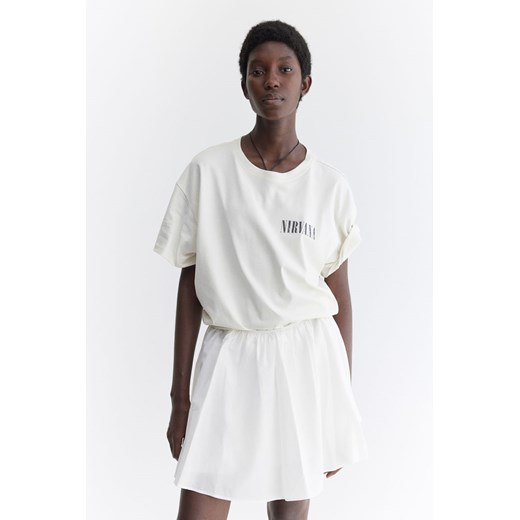 H & M - Obszerny T-shirt z nadrukiem - Biały ze sklepu H&M w kategorii Bluzki damskie - zdjęcie 173396330