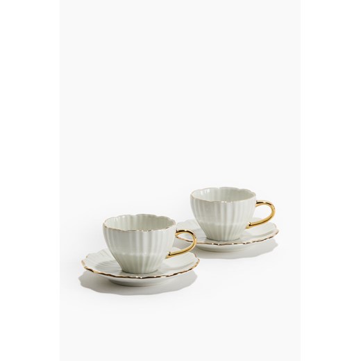 H & M - Porcelanowe filiżanki do espresso i spodki 2-pak - Biały ze sklepu H&M w kategorii Filiżanki - zdjęcie 173396370