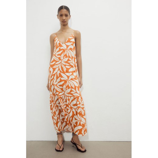 H & M - Długa sukienka trapezowa - Pomarańczowy ze sklepu H&M w kategorii Sukienki - zdjęcie 173396424