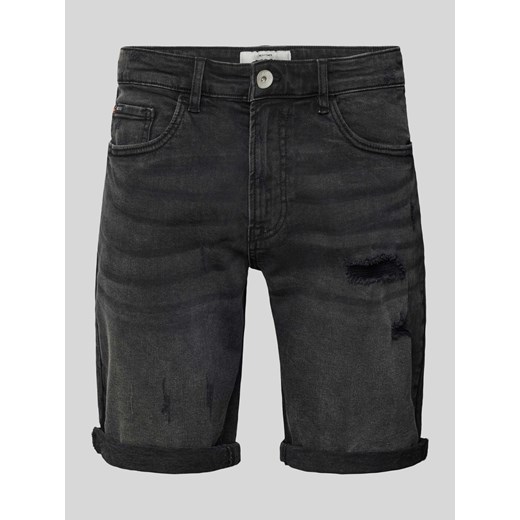 Szorty jeansowe o kroju regular fit z przetarciami model ‘PORTO’ ze sklepu Peek&Cloppenburg  w kategorii Spodenki męskie - zdjęcie 173396690