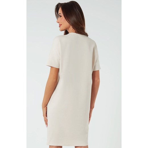 Tunika damska z krótkim rękawem beżowa Stella, Kolor beżowy, Rozmiar M, Italian Fashion ze sklepu Primodo w kategorii Sukienki - zdjęcie 173397604