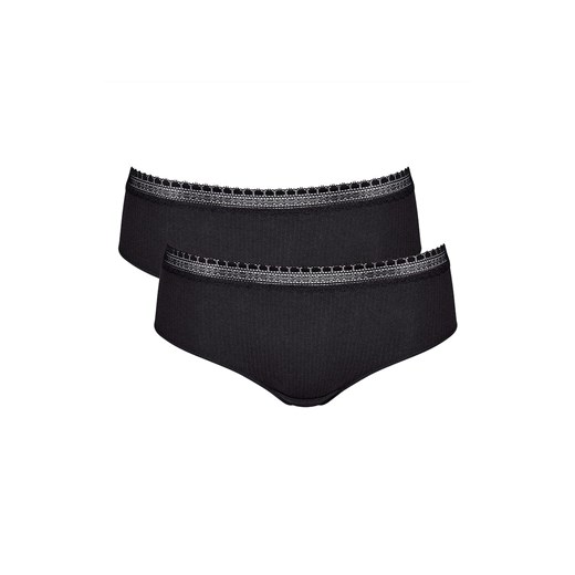Sloggi majtki hipster czarne 2-pack GO Ribbed R 10217745, Kolor czarny, Rozmiar L, Sloggi ze sklepu Primodo w kategorii Majtki damskie - zdjęcie 173397622
