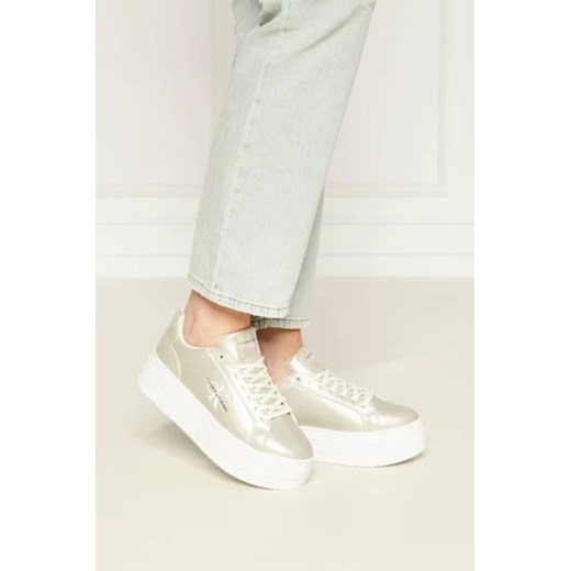 Buty sportowe damskie Calvin Klein sneakersy tkaninowe beżowe na platformie