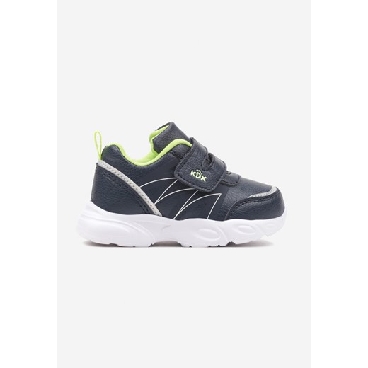 Granatowe Płaskie Buty Sportowe Sneakersy na Rzep z Ozdobnymi Przeszyciami Tinalynne ze sklepu born2be.pl w kategorii Buty sportowe dziecięce - zdjęcie 173403962