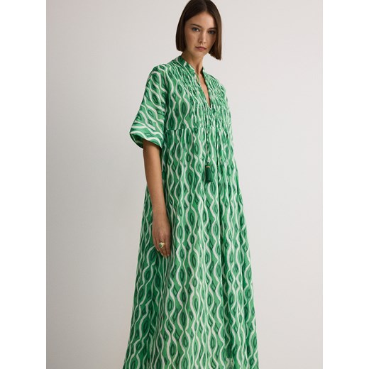 Reserved - Bawełniana sukienka - zielony ze sklepu Reserved w kategorii Sukienki - zdjęcie 173406010