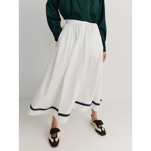 Reserved - Bawełniana spódnica maxi - biały ze sklepu Reserved w kategorii Spódnice - zdjęcie 173406334