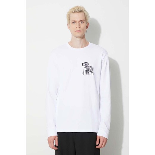 KSUBI longsleeve bawełniany kolor biały z nadrukiem ze sklepu PRM w kategorii T-shirty męskie - zdjęcie 173408092