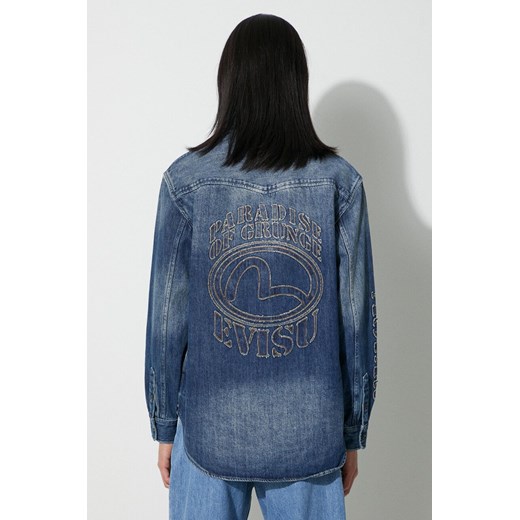 Evisu koszula jeansowa Seagull Appolique męska kolor niebieski relaxed z Evisu L okazja PRM