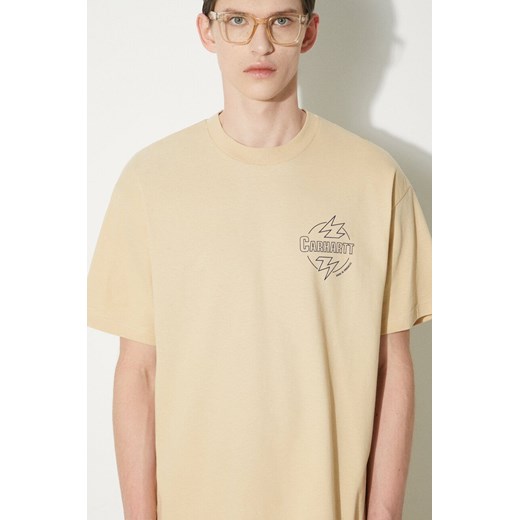 Carhartt WIP t-shirt bawełniany Ablaze męski kolor beżowy z nadrukiem I033639.2ARXX ze sklepu PRM w kategorii T-shirty męskie - zdjęcie 173408562