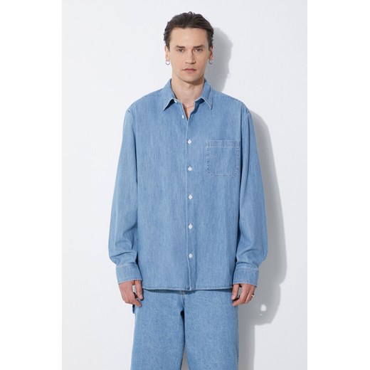 A.P.C. koszula jeansowa chemise math męska kolor niebieski relaxed z kołnierzykiem klasycznym COGXX-H12584 ze sklepu PRM w kategorii Koszule męskie - zdjęcie 173408951