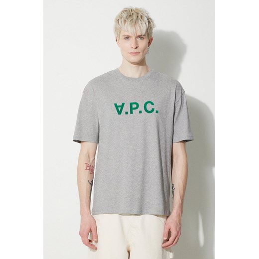 A.P.C. t-shirt bawełniany T-Shirt River męski kolor szary z nadrukiem COFDW.H26324.PLB ze sklepu PRM w kategorii T-shirty męskie - zdjęcie 173409363