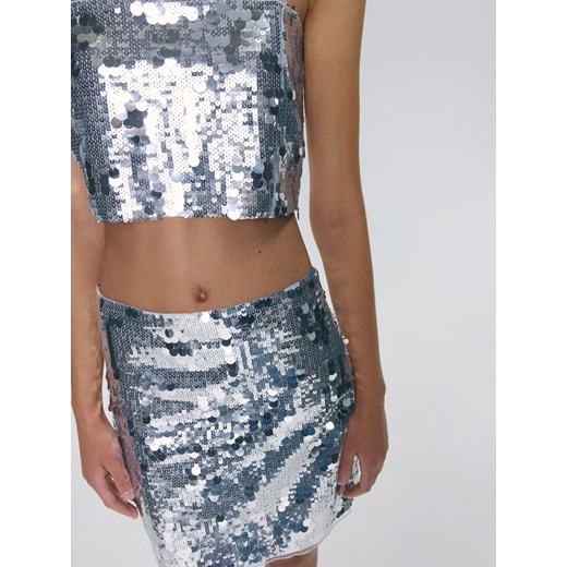 Reserved - Spódnica mini z cekinami - srebrny ze sklepu Reserved w kategorii Spódnice - zdjęcie 173411761