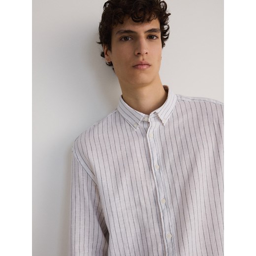 Reserved - Koszula regular z lnem - ciemnoszary ze sklepu Reserved w kategorii Koszule męskie - zdjęcie 173411773