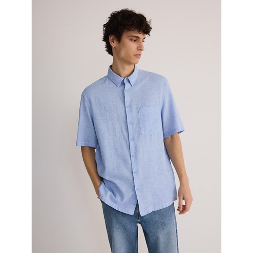 Reserved - Koszula regular z lnem - jasnoniebieski ze sklepu Reserved w kategorii Koszule męskie - zdjęcie 173411882