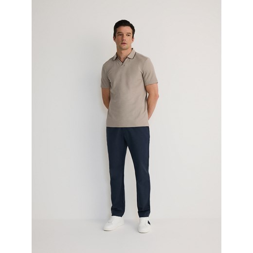 Reserved - Spodnie chino regular z dodatkiem lnu - niebieski ze sklepu Reserved w kategorii Spodnie męskie - zdjęcie 173412113