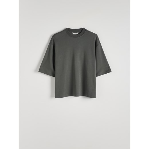 Reserved - Gładki T-shirt oversize - ciemnoszary ze sklepu Reserved w kategorii T-shirty męskie - zdjęcie 173412200
