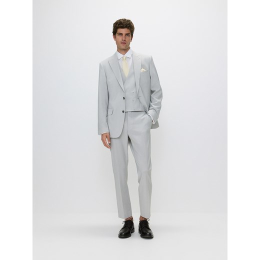 Reserved - Marynarka slim fit z wełną - beżowy Reserved 54 Reserved