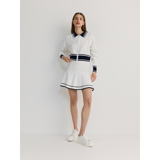 Reserved - Dzianinowa spódnica mini z wiskozą - złamana biel ze sklepu Reserved w kategorii Spódnice - zdjęcie 173412342