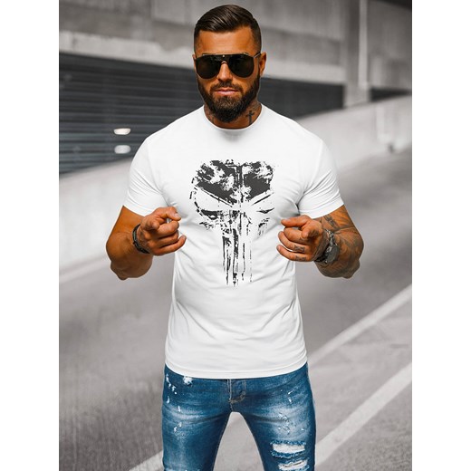 T-shirt męski slim fit biały OZONEE NB/MT3045Z Ozonee XXL ozonee.pl