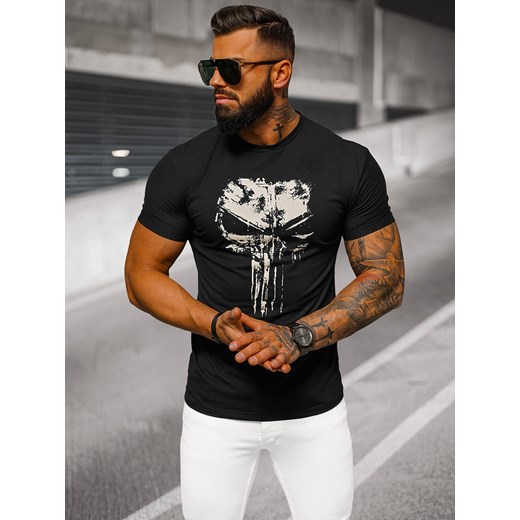 T-shirt męski slim fit czarny OZONEE NB/MT3045Z ze sklepu ozonee.pl w kategorii T-shirty męskie - zdjęcie 173413770