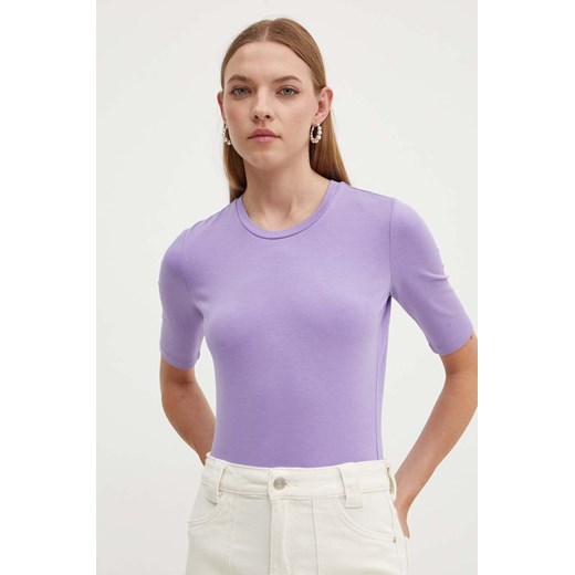 HUGO t-shirt damski kolor fioletowy 50515019 ze sklepu ANSWEAR.com w kategorii Bluzki damskie - zdjęcie 173420653