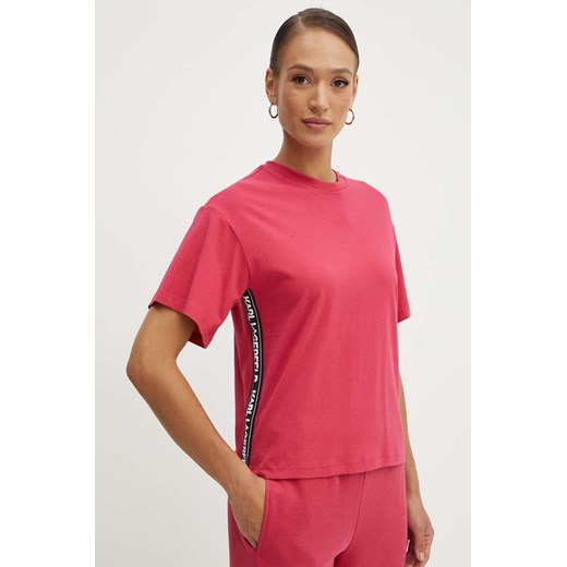 Karl Lagerfeld t-shirt bawełniany damski kolor czerwony 245W1703 ze sklepu ANSWEAR.com w kategorii Bluzki damskie - zdjęcie 173420912